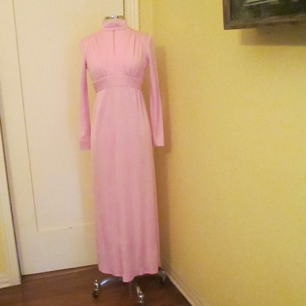 Vintage 1960s Pink Gown Empire Waist XS